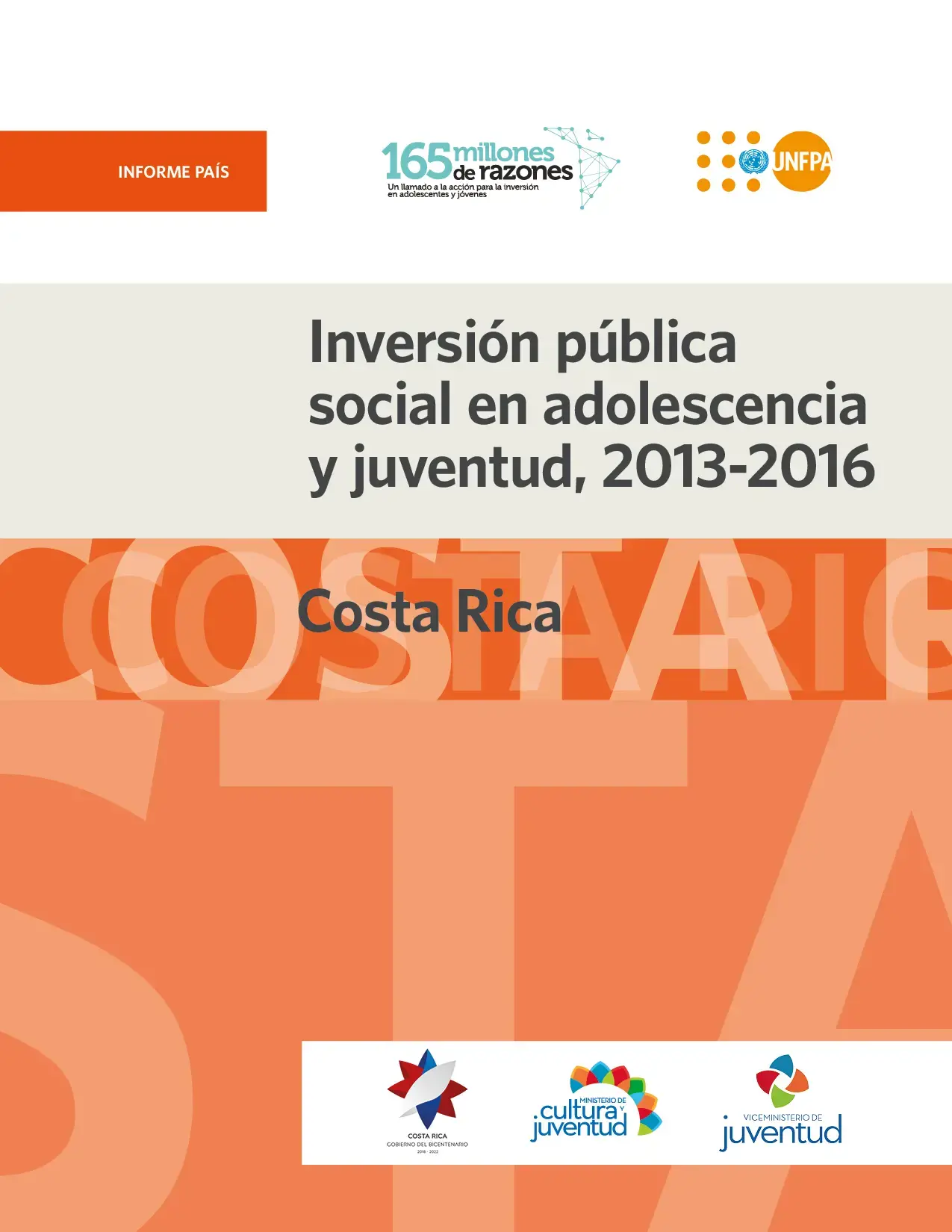 Inversión pública social en adolescencia y juventud, Costa Rica, 2013-2016