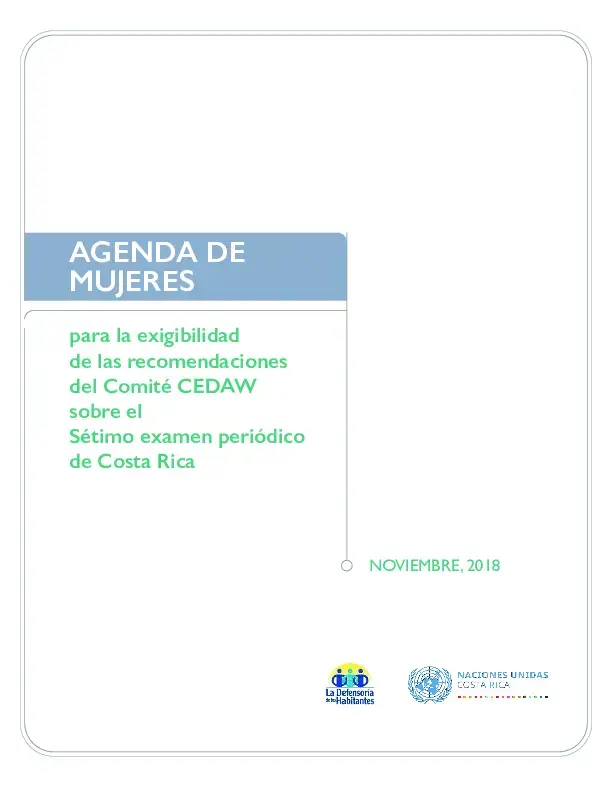 Agenda de Mujeres para la exigibilidad de las  recomendaciones del comité  CEDAW sobre el sétimo examen periódico de Costa Rica