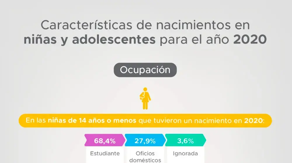 Características de nacimientos en niñas y adolescentes Ocupación 2020