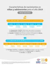 Características de nacimientos en niñas y adolescentes Nivel educativo. 2019